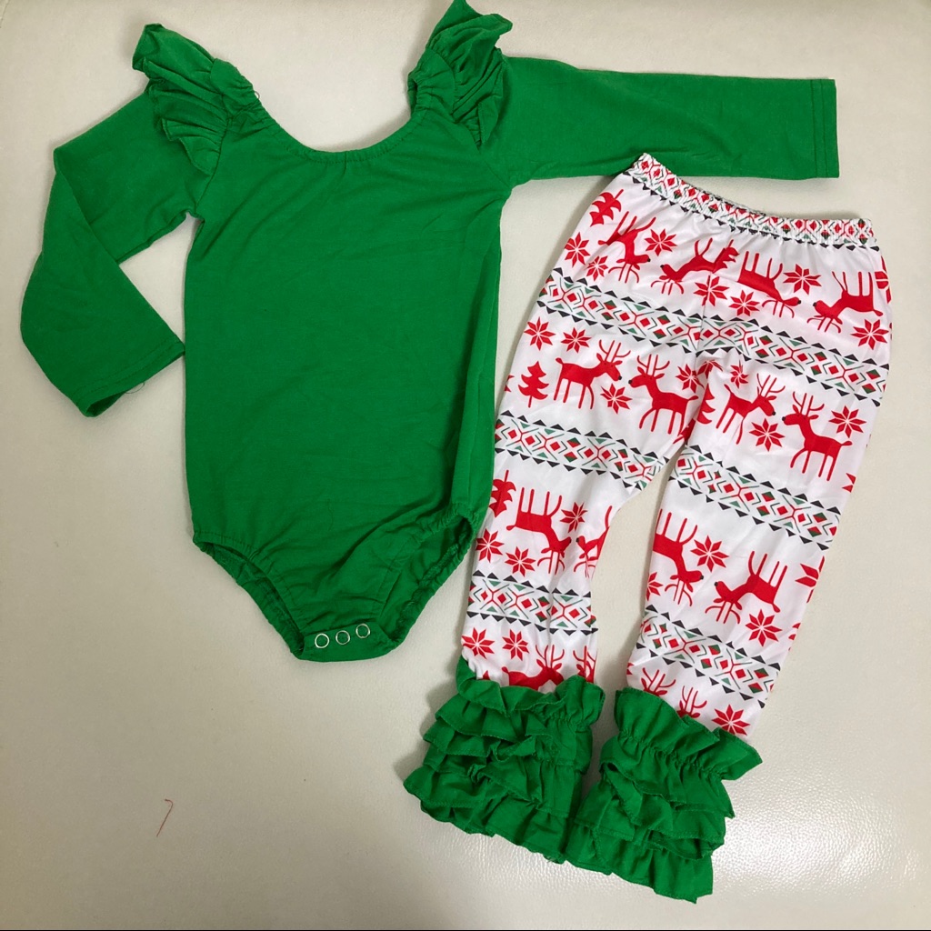 Christmas Winter Cute Deer Bodysuit Pants Set